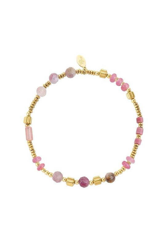 Armband Kralen & Stenen – Roze & Goud